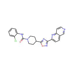 O=C(Nc1ccccc1Cl)N1CCC(c2nc(-c3ccc4cnccc4n3)no2)CC1 ZINC000072179373