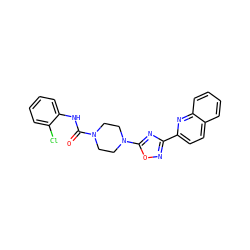O=C(Nc1ccccc1Cl)N1CCN(c2nc(-c3ccc4ccccc4n3)no2)CC1 ZINC000072179602
