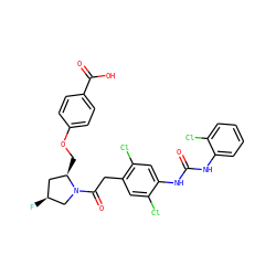 O=C(Nc1ccccc1Cl)Nc1cc(Cl)c(CC(=O)N2C[C@@H](F)C[C@H]2COc2ccc(C(=O)O)cc2)cc1Cl ZINC000044358693