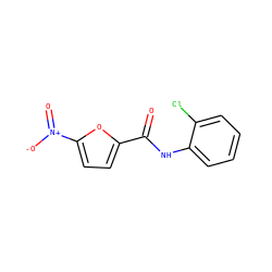 O=C(Nc1ccccc1Cl)c1ccc([N+](=O)[O-])o1 ZINC000000375220