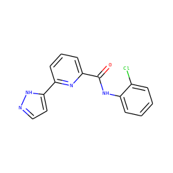 O=C(Nc1ccccc1Cl)c1cccc(-c2ccn[nH]2)n1 ZINC000029046745