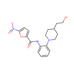 O=C(Nc1ccccc1N1CCC(CCO)CC1)c1ccc([N+](=O)[O-])o1 ZINC000028960423