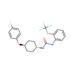 O=C(Nc1ccccc1OC(F)(F)F)N[C@H]1CC[C@H](Oc2ccc(F)cc2)CC1 ZINC000103235717