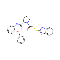 O=C(Nc1ccccc1Oc1ccccc1)[C@@H]1CCCN1C(=O)CSc1nc2ccccc2[nH]1 ZINC000029127651