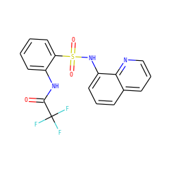 O=C(Nc1ccccc1S(=O)(=O)Nc1cccc2cccnc12)C(F)(F)F ZINC000201603792