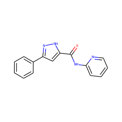 O=C(Nc1ccccn1)c1cc(-c2ccccc2)n[nH]1 ZINC000005790644