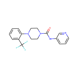 O=C(Nc1cccnc1)N1CCN(c2ccccc2C(F)(F)F)CC1 ZINC000028107667
