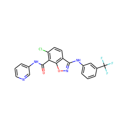 O=C(Nc1cccnc1)c1c(Cl)ccc2c(Nc3cccc(C(F)(F)F)c3)noc12 ZINC000045495421