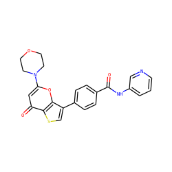 O=C(Nc1cccnc1)c1ccc(-c2csc3c(=O)cc(N4CCOCC4)oc23)cc1 ZINC000101661884