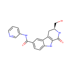O=C(Nc1cccnc1)c1ccc2[nH]c3c(c2c1)C[C@@H](CO)NC3=O ZINC000029125441