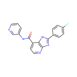 O=C(Nc1cccnc1)c1ccnc2nc(-c3ccc(F)cc3)[nH]c12 ZINC000084668380
