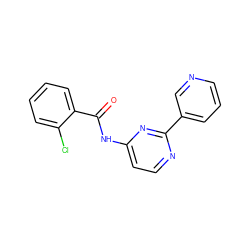 O=C(Nc1ccnc(-c2cccnc2)n1)c1ccccc1Cl ZINC000001390000