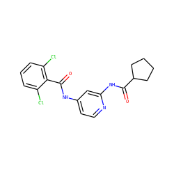 O=C(Nc1ccnc(NC(=O)C2CCCC2)c1)c1c(Cl)cccc1Cl ZINC000096282844