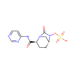 O=C(Nc1ccncn1)[C@@H]1CC[C@@H]2CN1C(=O)N2OS(=O)(=O)O ZINC000096168637
