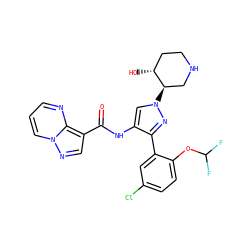 O=C(Nc1cn([C@@H]2CNCC[C@H]2O)nc1-c1cc(Cl)ccc1OC(F)F)c1cnn2cccnc12 ZINC001772599771