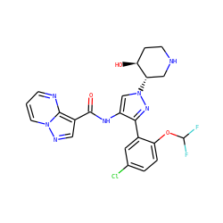 O=C(Nc1cn([C@H]2CNCC[C@@H]2O)nc1-c1cc(Cl)ccc1OC(F)F)c1cnn2cccnc12 ZINC001772642575