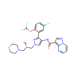 O=C(Nc1cn(C[C@@H](O)CN2CCOCC2)nc1-c1cc(Cl)ccc1OC(F)F)c1cnn2cccnc12 ZINC001772611125