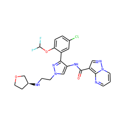 O=C(Nc1cn(CCN[C@H]2CCOC2)nc1-c1cc(Cl)ccc1OC(F)F)c1cnn2cccnc12 ZINC001772629308