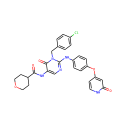 O=C(Nc1cnc(Nc2ccc(Oc3cc[nH]c(=O)c3)cc2)n(Cc2ccc(Cl)cc2)c1=O)C1CCOCC1 ZINC000204089567