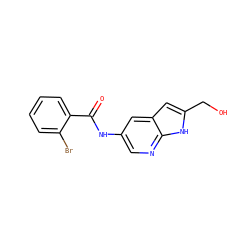 O=C(Nc1cnc2[nH]c(CO)cc2c1)c1ccccc1Br ZINC000140332787