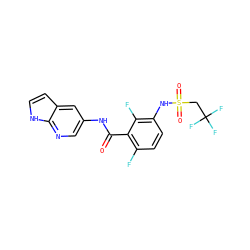 O=C(Nc1cnc2[nH]ccc2c1)c1c(F)ccc(NS(=O)(=O)CC(F)(F)F)c1F ZINC000072179318