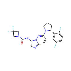 O=C(Nc1cnc2ccc(N3CCC[C@@H]3c3cc(F)ccc3F)nn12)N1CC(F)(F)C1 ZINC000118237611