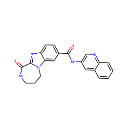 O=C(Nc1cnc2ccccc2c1)c1ccc2nc3n(c2c1)CCCNC3=O ZINC000147078846
