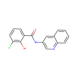 O=C(Nc1cnc2ccccc2c1)c1cccc(Cl)c1O ZINC000064528235