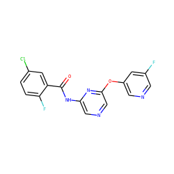 O=C(Nc1cncc(Oc2cncc(F)c2)n1)c1cc(Cl)ccc1F ZINC000299827362