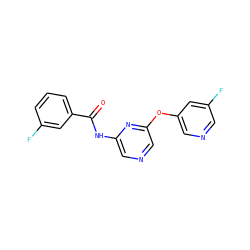 O=C(Nc1cncc(Oc2cncc(F)c2)n1)c1cccc(F)c1 ZINC000299826638
