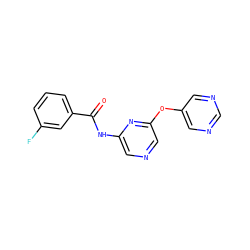 O=C(Nc1cncc(Oc2cncnc2)n1)c1cccc(F)c1 ZINC000299826834