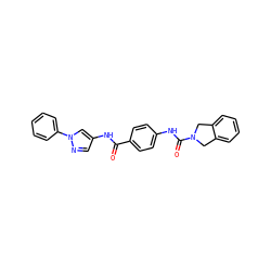 O=C(Nc1cnn(-c2ccccc2)c1)c1ccc(NC(=O)N2Cc3ccccc3C2)cc1 ZINC000166621254