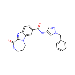 O=C(Nc1cnn(Cc2ccccc2)c1)c1ccc2nc3n(c2c1)CCCNC3=O ZINC000147126872