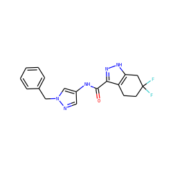 O=C(Nc1cnn(Cc2ccccc2)c1)c1n[nH]c2c1CCC(F)(F)C2 ZINC000144110248