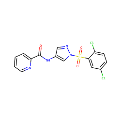 O=C(Nc1cnn(S(=O)(=O)c2cc(Cl)ccc2Cl)c1)c1ccccn1 ZINC000116773367