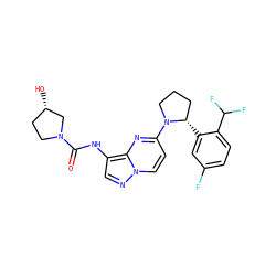 O=C(Nc1cnn2ccc(N3CCC[C@@H]3c3cc(F)ccc3C(F)F)nc12)N1CC[C@H](O)C1 ZINC000118393182
