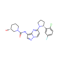 O=C(Nc1cnn2ccc(N3CCC[C@@H]3c3cc(F)ccc3Cl)nc12)N1CCC[C@@H](O)C1 ZINC000118396041