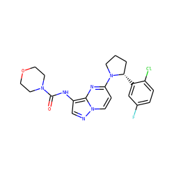 O=C(Nc1cnn2ccc(N3CCC[C@@H]3c3cc(F)ccc3Cl)nc12)N1CCOCC1 ZINC000118389282