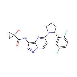 O=C(Nc1cnn2ccc(N3CCC[C@@H]3c3cc(F)ccc3F)nc12)C1(O)CC1 ZINC000118389327