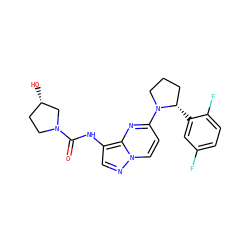 O=C(Nc1cnn2ccc(N3CCC[C@@H]3c3cc(F)ccc3F)nc12)N1CC[C@H](O)C1 ZINC000118399834