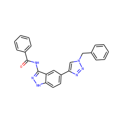 O=C(Nc1n[nH]c2ccc(-c3cn(Cc4ccccc4)nn3)cc12)c1ccccc1 ZINC000063298292