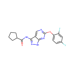 O=C(Nc1n[nH]c2nc(Oc3ccc(F)cc3F)ncc12)C1CCCC1 ZINC000071334012