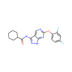 O=C(Nc1n[nH]c2nc(Oc3ccc(F)cc3F)ncc12)C1CCCCC1 ZINC000071340507