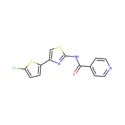 O=C(Nc1nc(-c2ccc(Cl)s2)cs1)c1ccncc1 ZINC000003554242