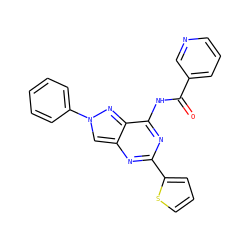O=C(Nc1nc(-c2cccs2)nc2cn(-c3ccccc3)nc12)c1cccnc1 ZINC000653767604