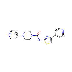 O=C(Nc1nc(-c2ccncc2)cs1)N1CCN(c2ccncc2)CC1 ZINC000165952844