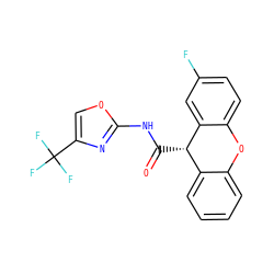 O=C(Nc1nc(C(F)(F)F)co1)[C@H]1c2ccccc2Oc2ccc(F)cc21 ZINC000038795266
