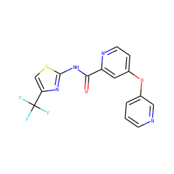 O=C(Nc1nc(C(F)(F)F)cs1)c1cc(Oc2cccnc2)ccn1 ZINC000167365055