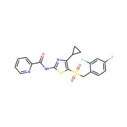 O=C(Nc1nc(C2CC2)c(S(=O)(=O)Cc2ccc(F)cc2F)s1)c1ccccn1 ZINC000198926585