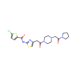 O=C(Nc1nc(CC(=O)N2CCN(CC(=O)N3CCCC3)CC2)cs1)c1ccc(Cl)s1 ZINC000043013820